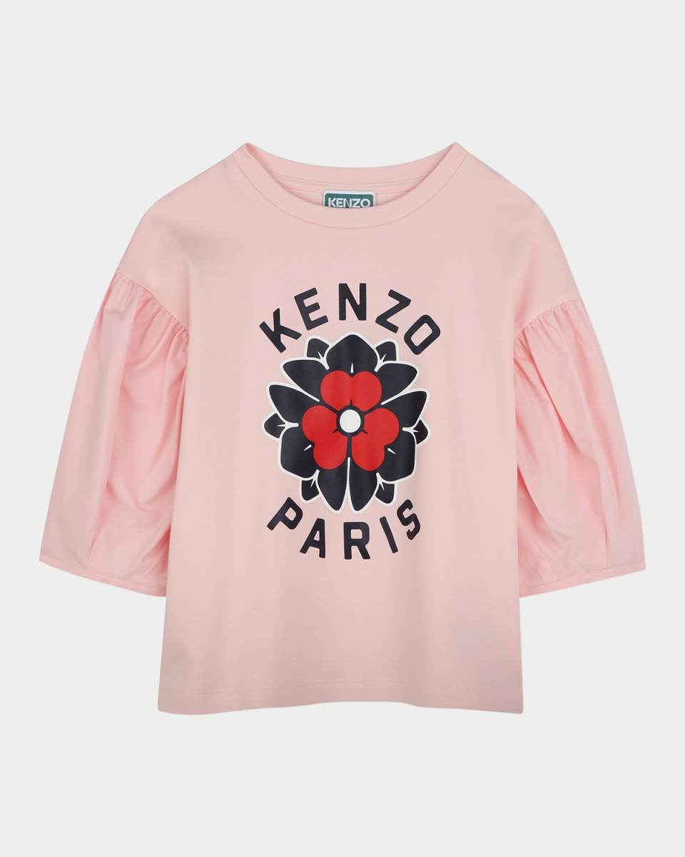 Girl's Floral Logo-Print T-Shirt, Size 6-12
